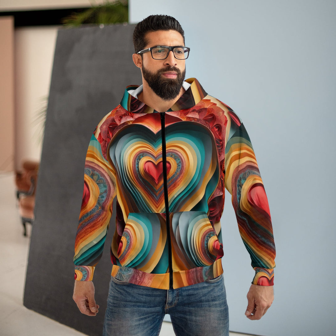 Layered Heart Blossoms - Unisex Zip Hoodie - All Over Prints - g(0D·IO) - XS - -
