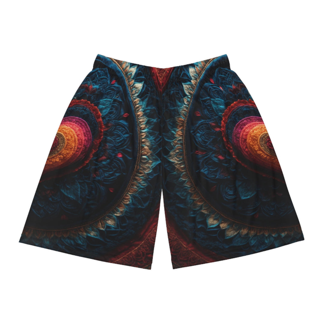 Nested Heart Tapestry - AOP Basketball Shorts - All Over Prints - g(0D·IO) - Seam thread color automatically matched to design - XS -