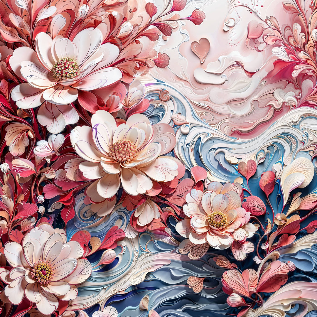 Floral Marble Whirls Artwork Collection - g(0D·IO)