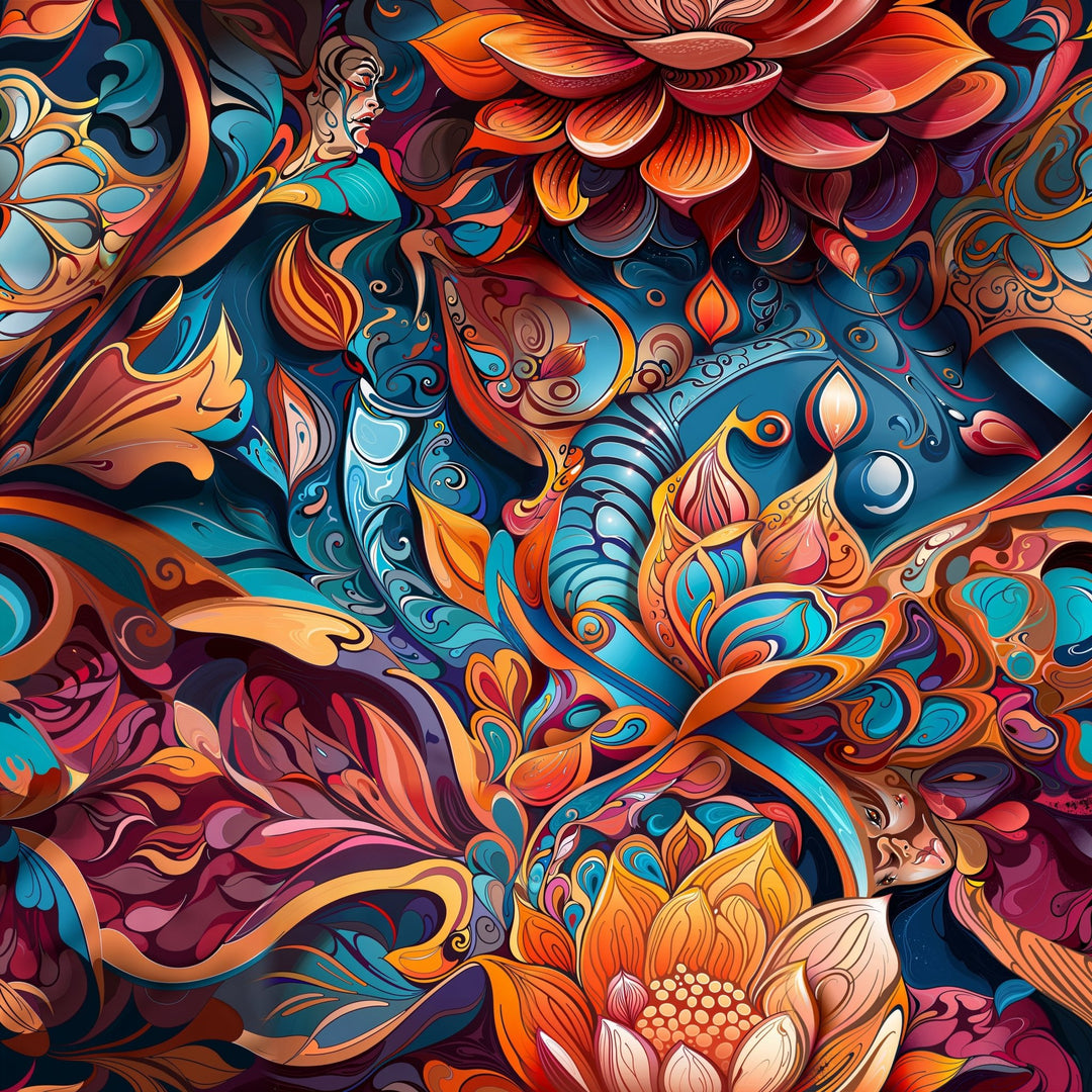 Vibrant Floral Whirls Artwork Collection - g(0D·IO)