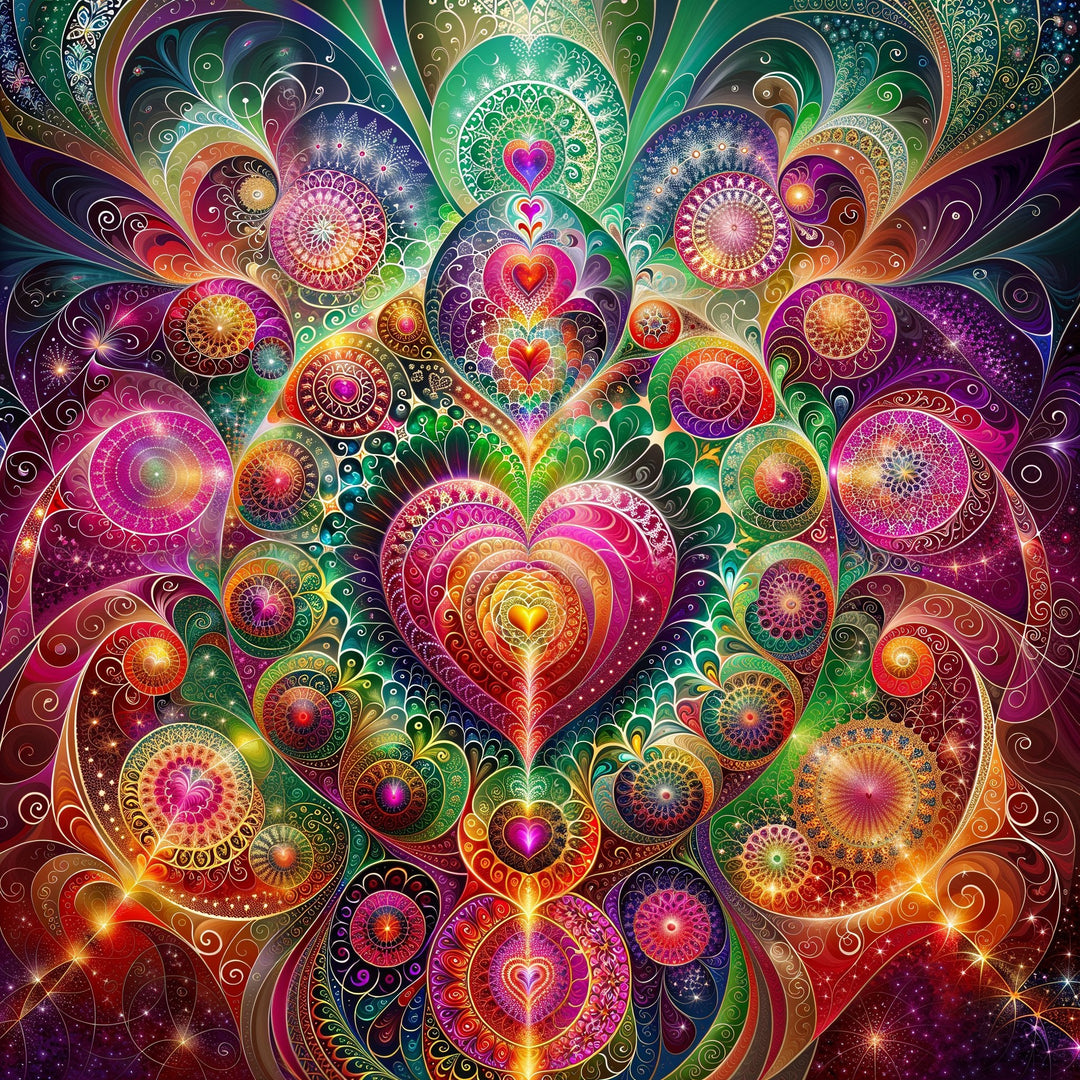 Vibrant Heart Mandala Artwork Collection - g(0D·IO)