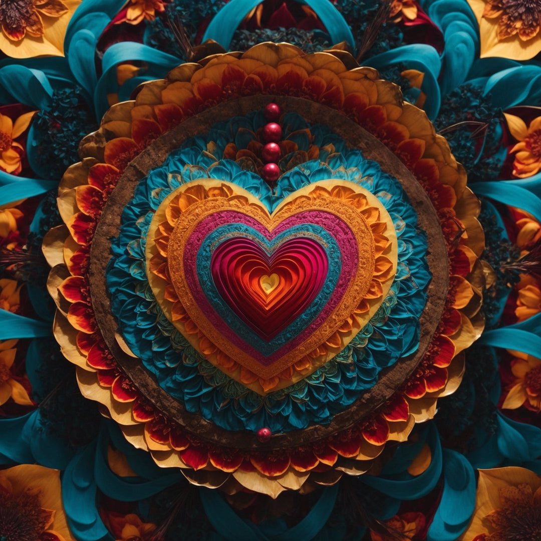 Vibrant Heart Mandala Artwork Collection - g(0D·IO)