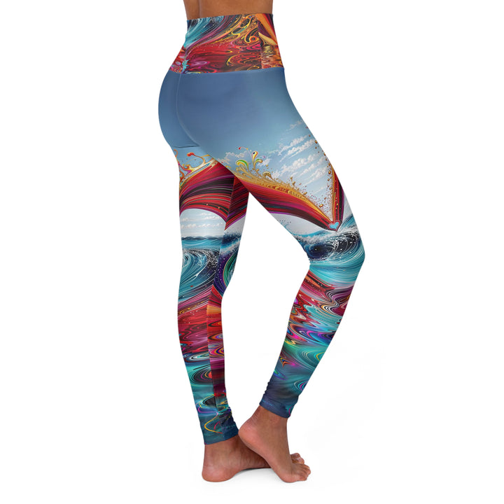 Vibrant Heart Waves - High Waisted AOP Yoga Leggings