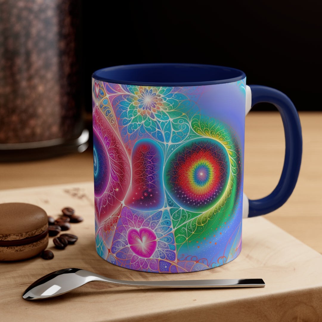 Vibrant Fractal Blossoms - Accent Coffee Mug