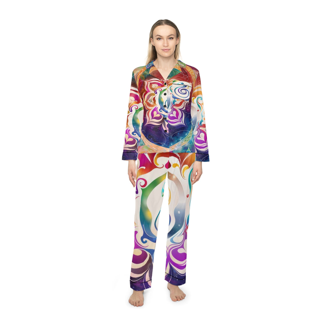 Cosmic Mandala Symphony - Women's Satin Pajamas