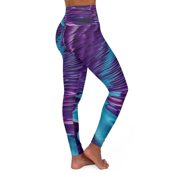 Amethyst Waves Illusion - High Waisted AOP Yoga Leggings