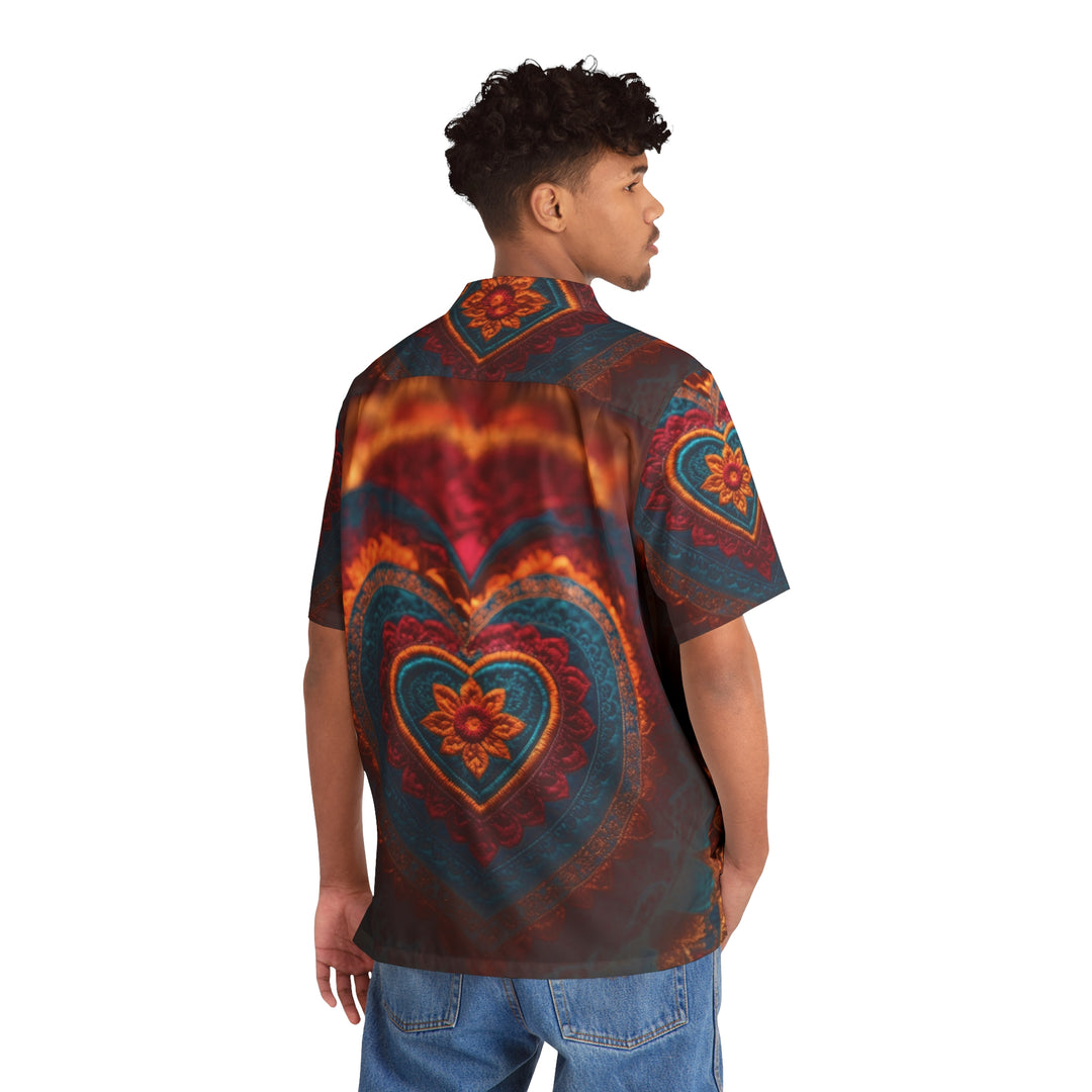 Embroidered Textile Heart - Men's Hawaiian Shirt