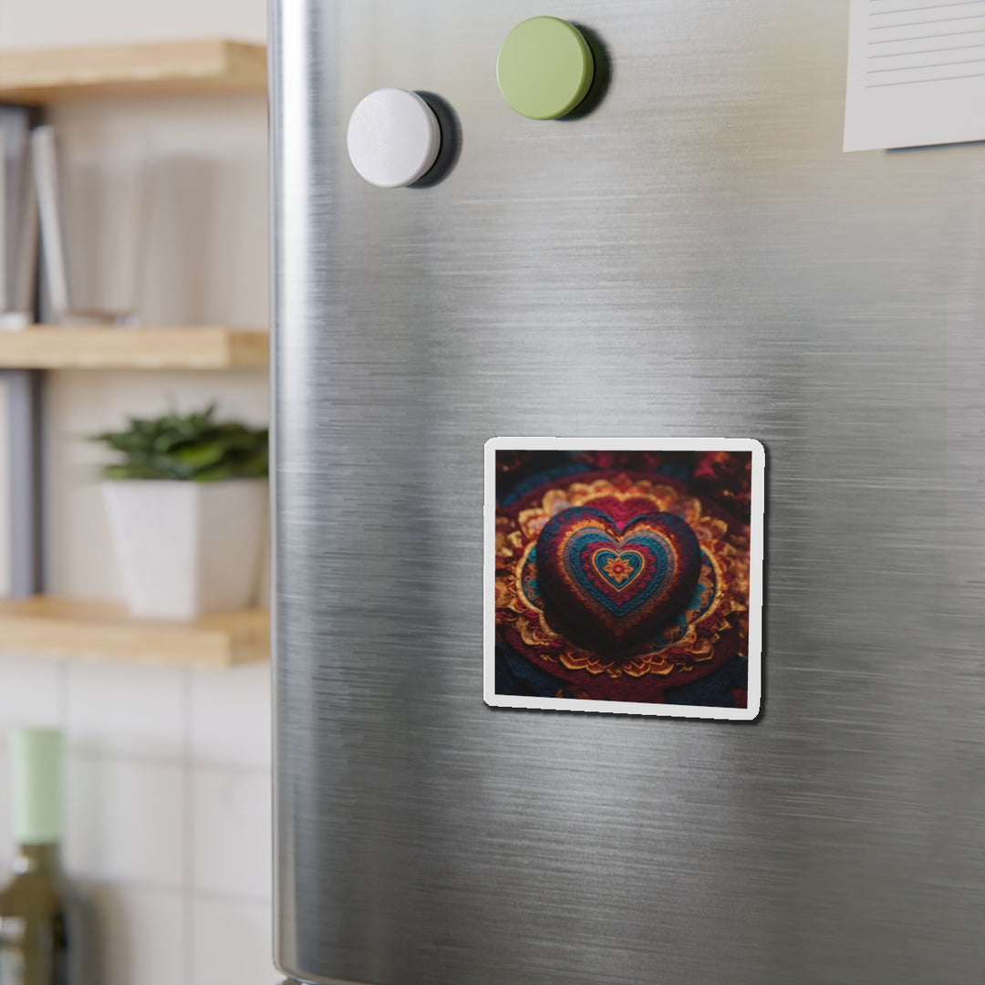 Embroidered Textile Heart - Die-cut Magnet