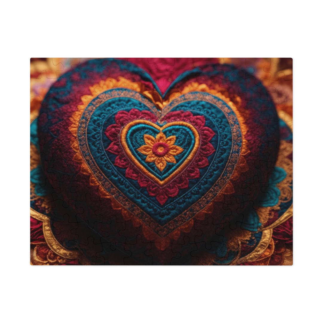 Embroidered Textile Heart - Jigsaw Puzzle (100, 252, 500, 1000 pieces)