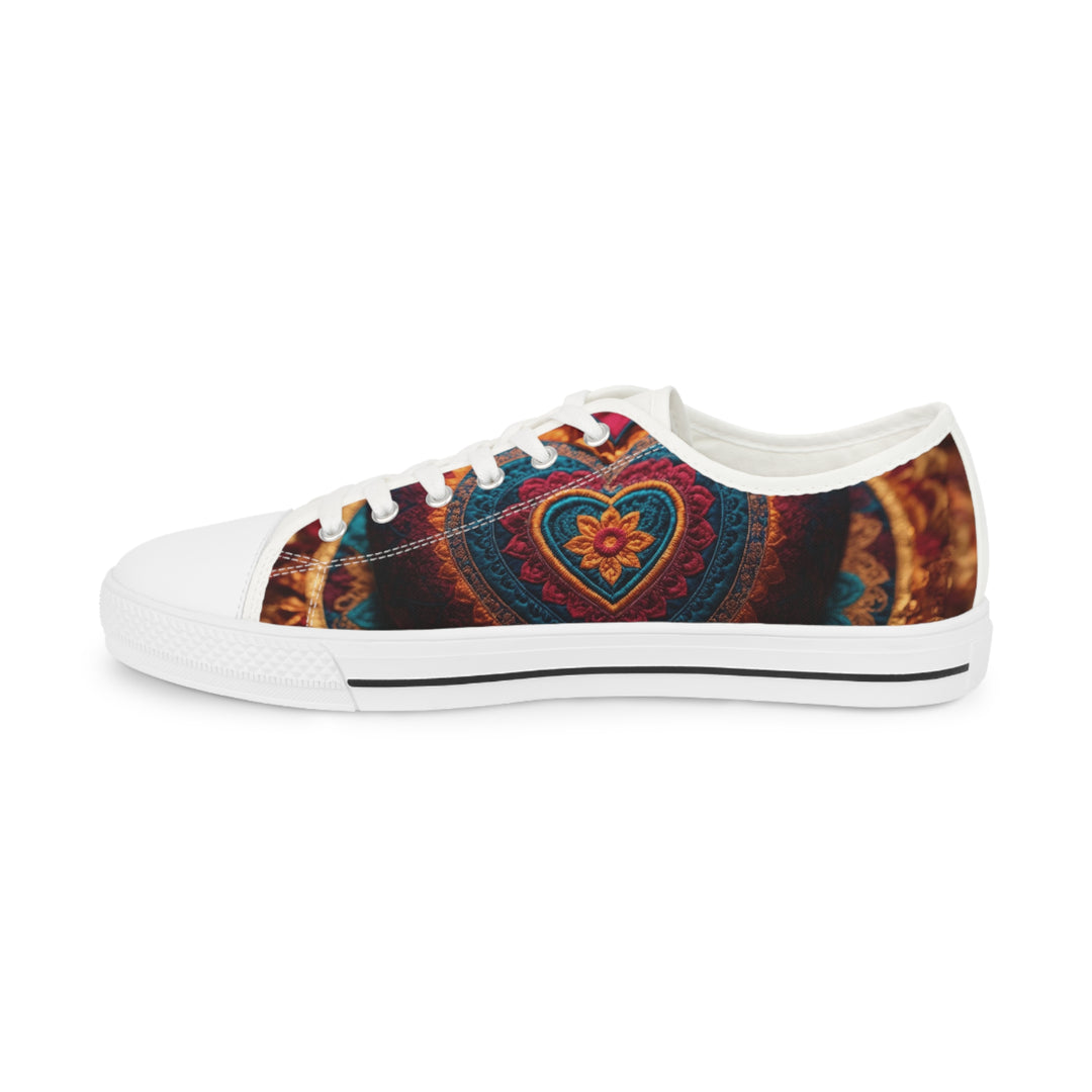 Embroidered Textile Heart - Men's Lowtop Sneakers