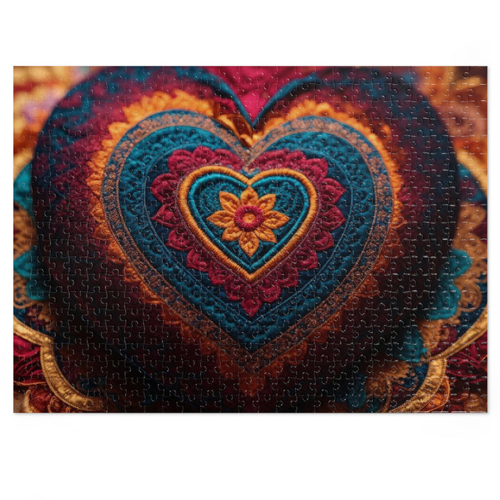 Embroidered Textile Heart - Jigsaw Puzzle (100, 252, 500, 1000 pieces)