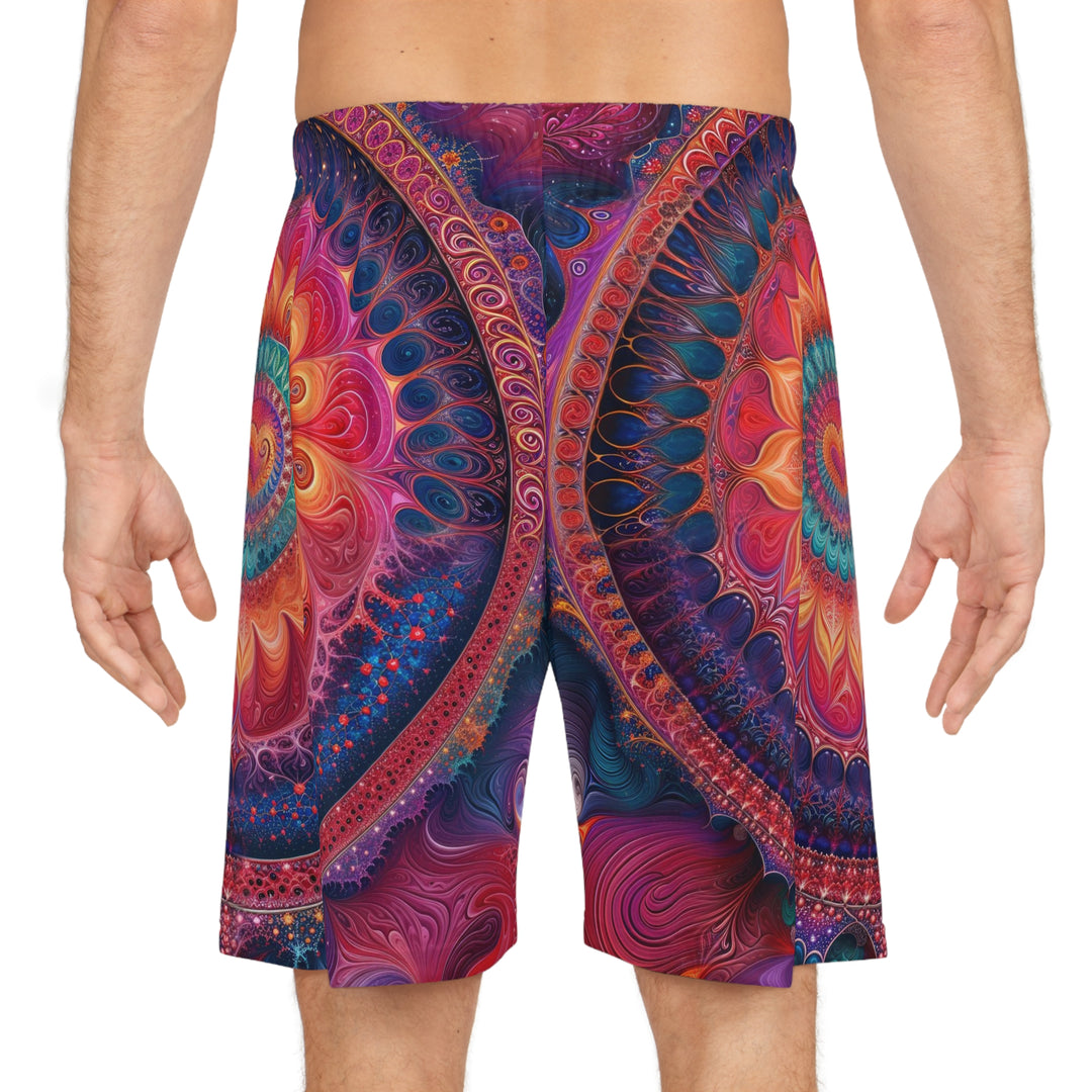 Vibrant Spiral Mandala - AOP Basketball Shorts