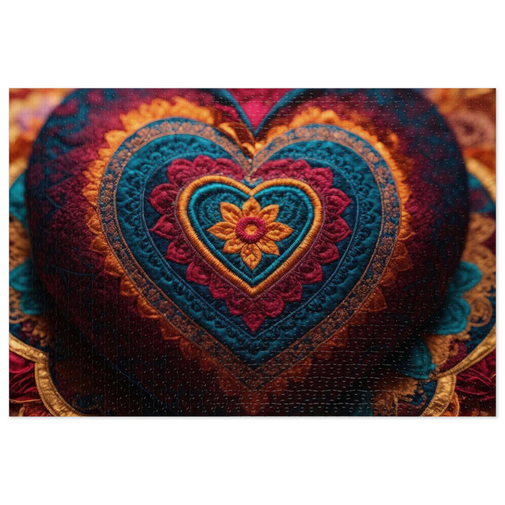 Embroidered Textile Heart - Jigsaw Puzzle (100, 252, 500, 1000 pieces)