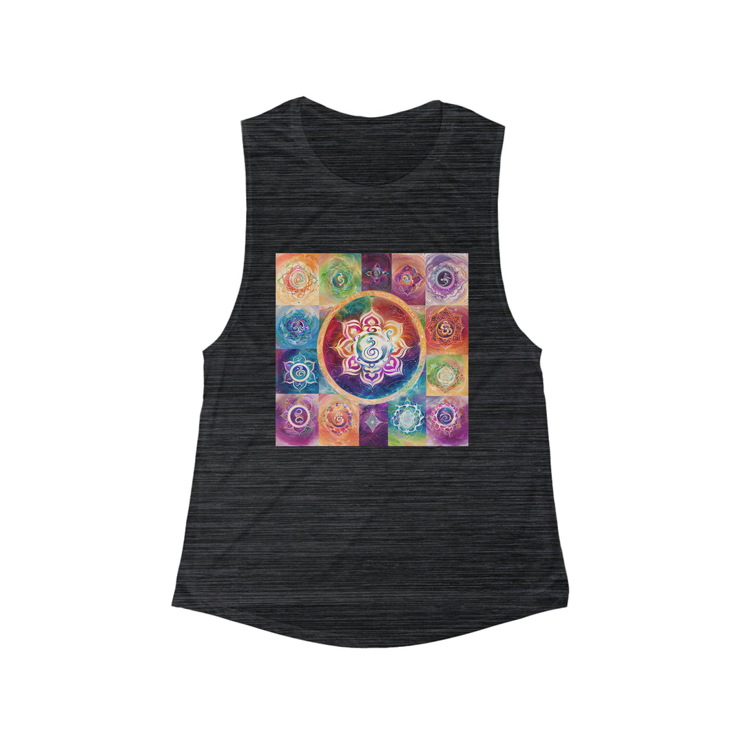 Cosmic Mandala Symphony - Women's Flowy Scoop Muscle Tank