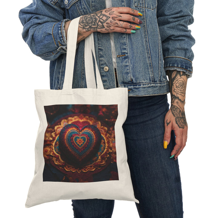 Embroidered Textile Heart - Natural Tote Bag