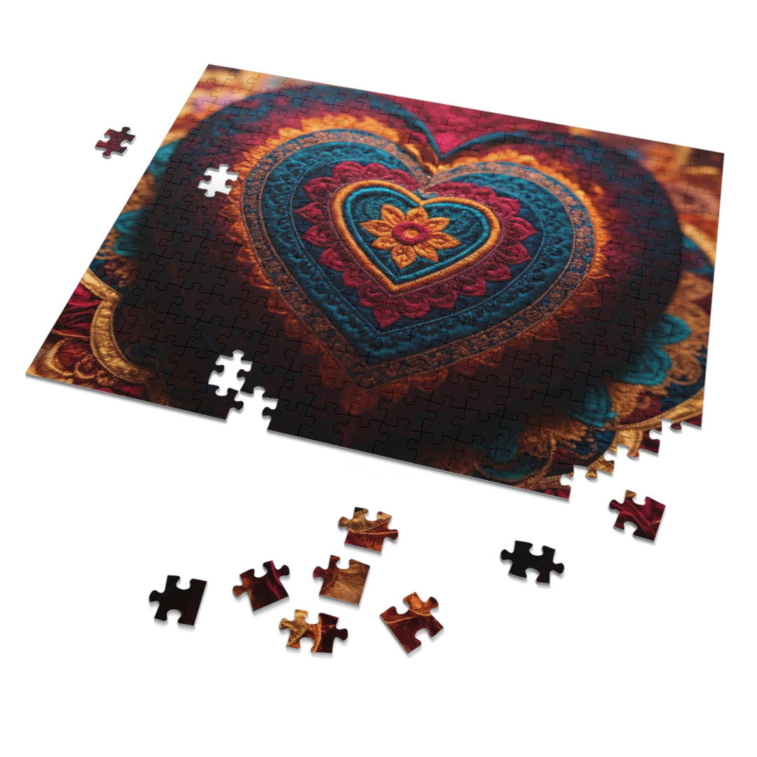 Embroidered Textile Heart - Jigsaw Puzzle (100, 252, 500, 1000 pieces)