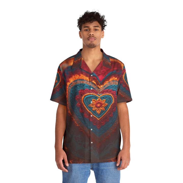 Embroidered Textile Heart - Men's Hawaiian Shirt