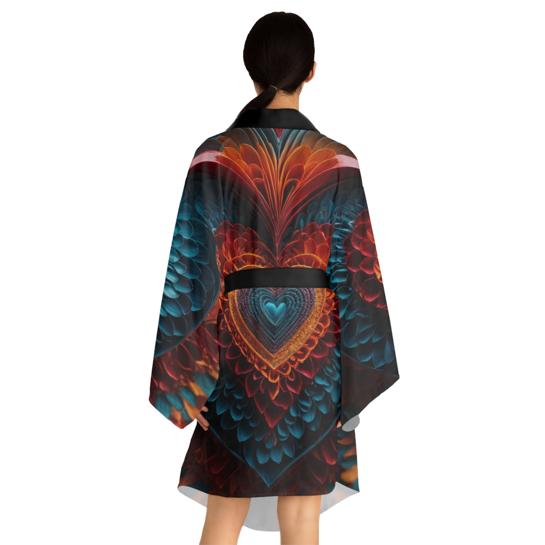 Ethereal Heart Mandala - Long Sleeve Kimono Robe