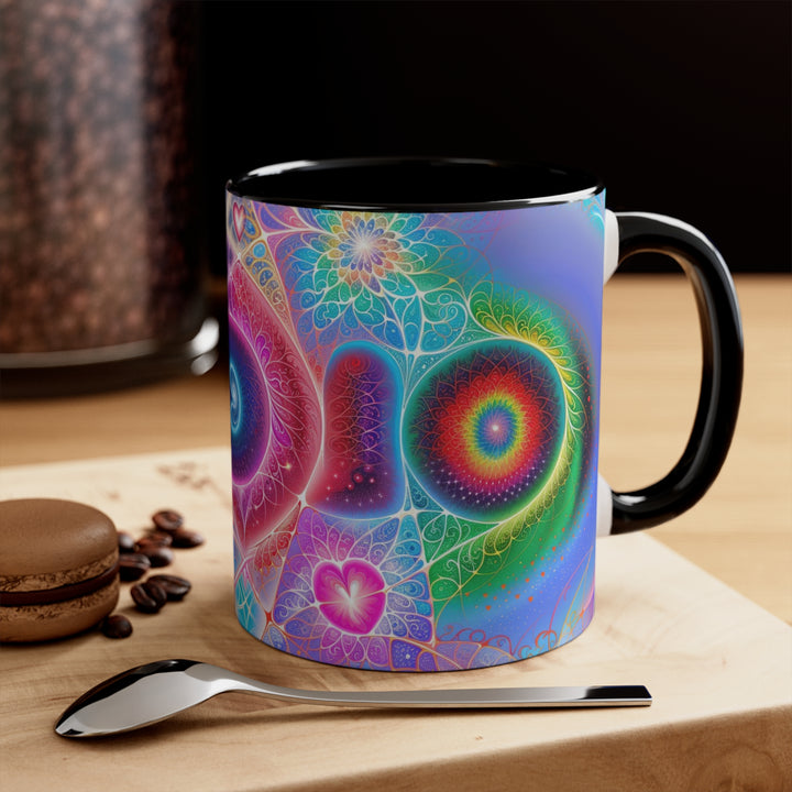 Vibrant Fractal Blossoms - Accent Coffee Mug