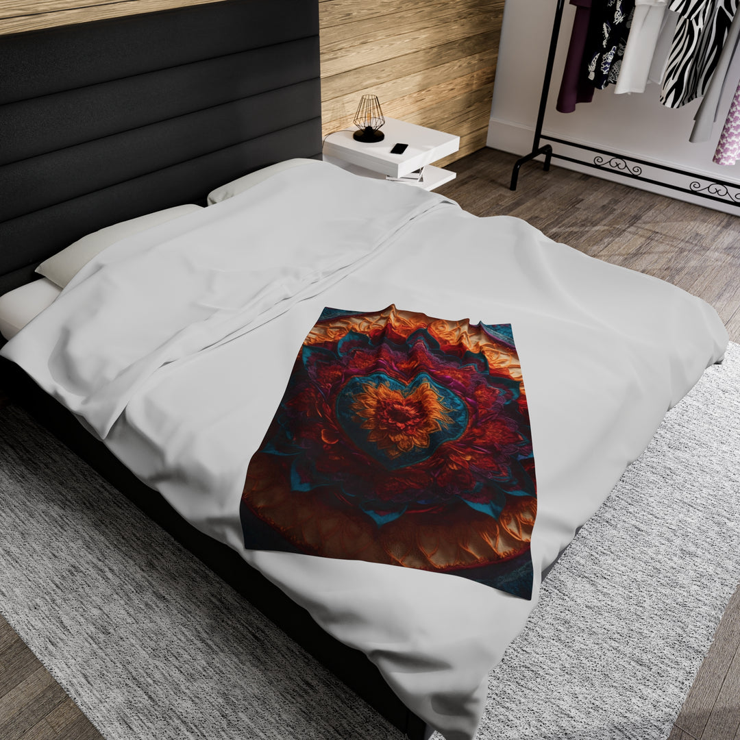 Radiant Floral Mandala -  Velveteen Plush Blanket