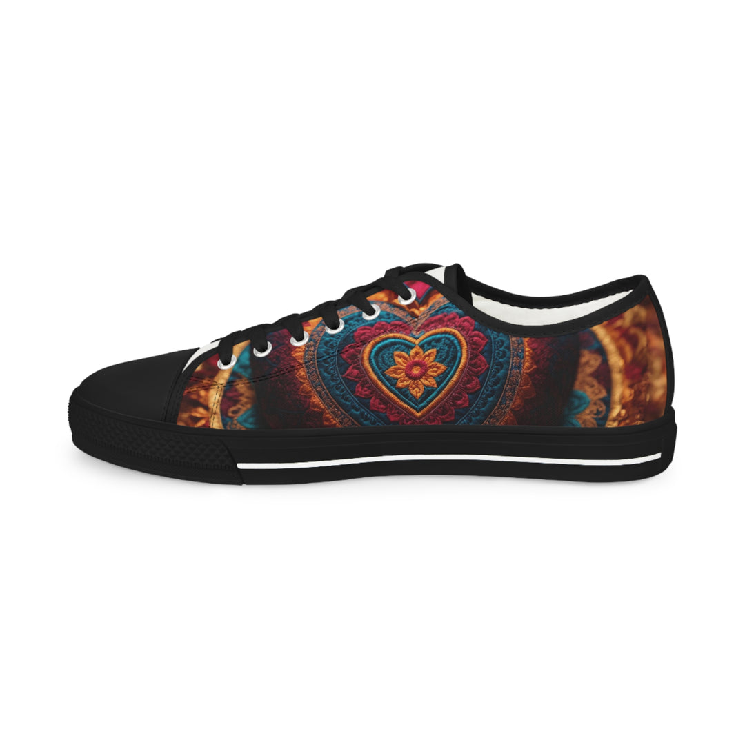 Embroidered Textile Heart - Men's Lowtop Sneakers