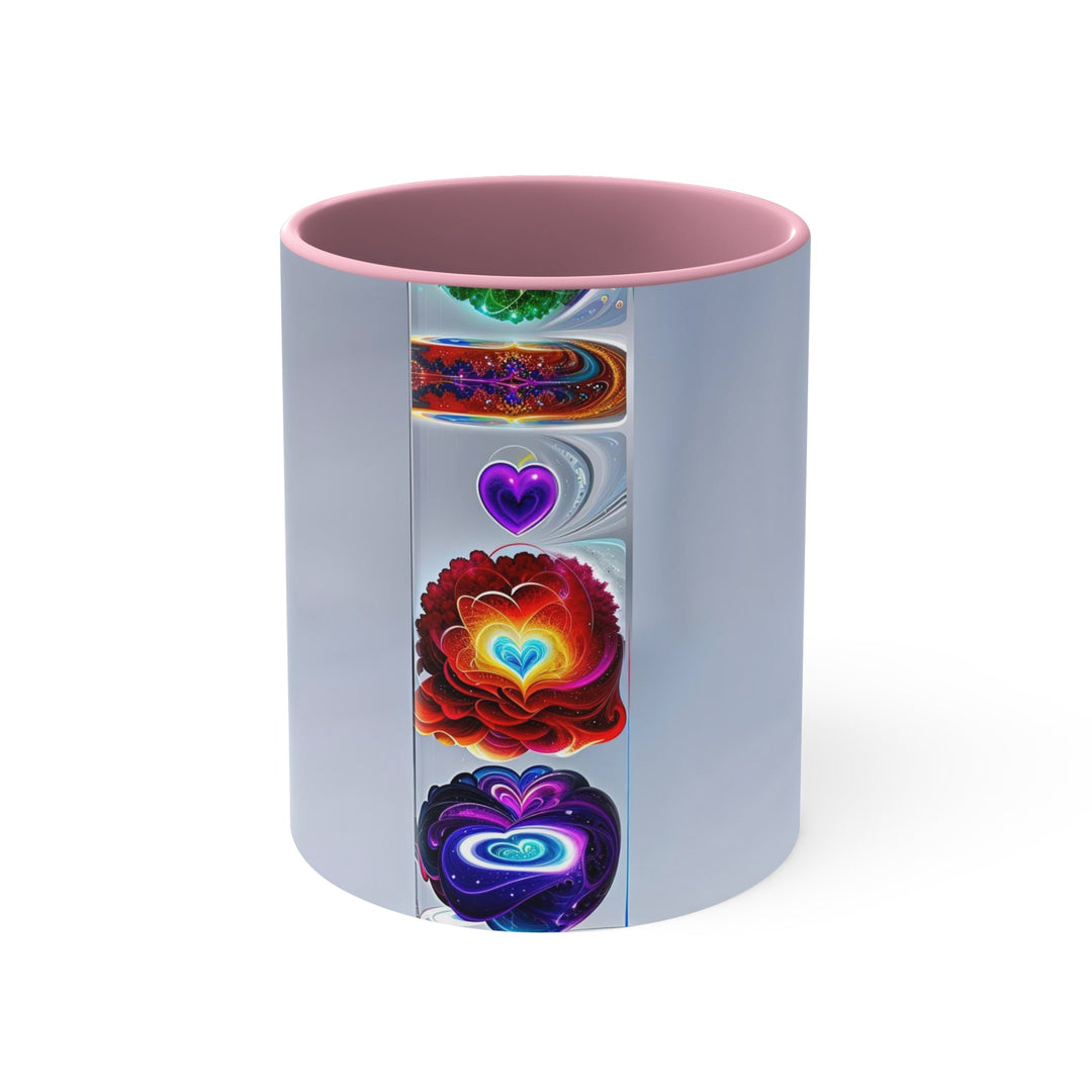 Abstract Chromatic Hearts - Accent Coffee Mug - Mug - g(0D·IO) - Pink - 11oz -