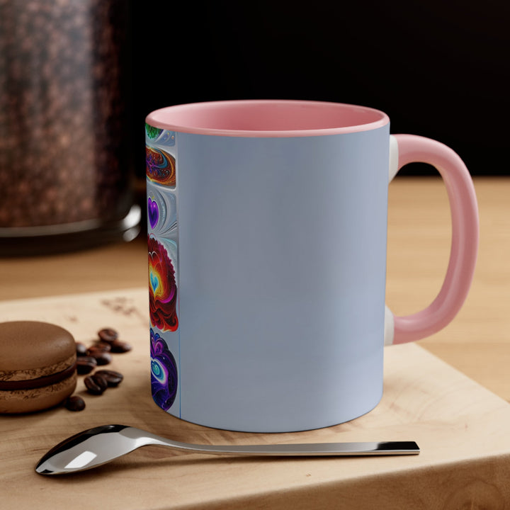 Abstract Chromatic Hearts - Accent Coffee Mug - Mug - g(0D·IO) - Pink - 11oz -