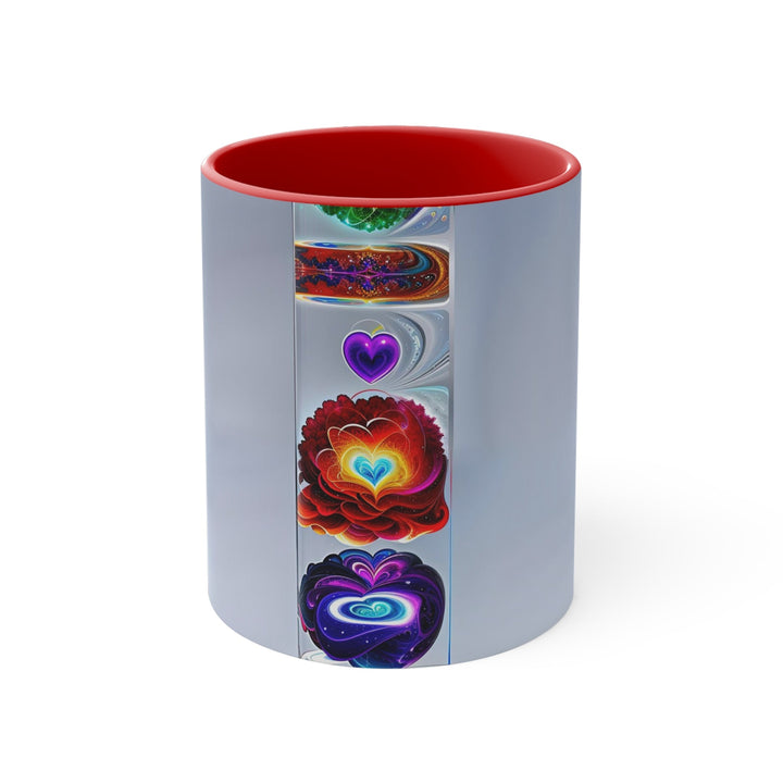 Abstract Chromatic Hearts - Accent Coffee Mug - Mug - g(0D·IO) - Red - 11oz -