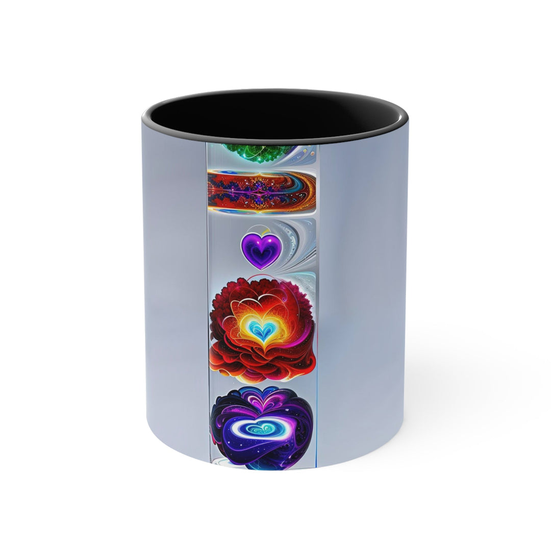 Abstract Chromatic Hearts - Accent Coffee Mug - Mug - g(0D·IO) - Black - 11oz -