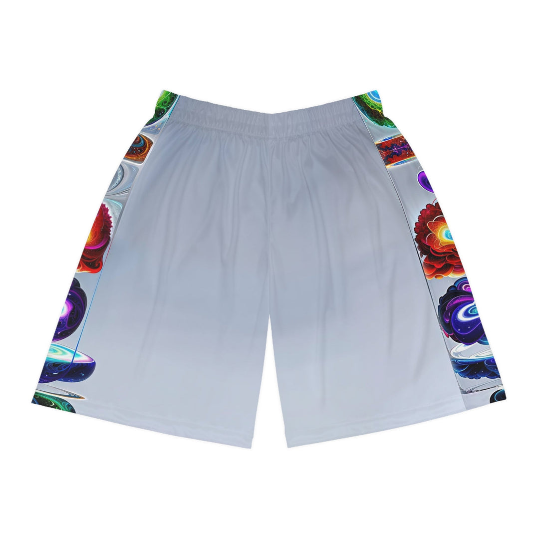 Abstract Chromatic Hearts - AOP Basketball Shorts - All Over Prints - g(0D·IO) - Seam thread color automatically matched to design - S -