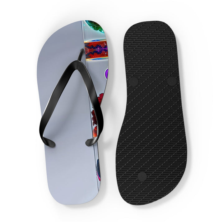 Abstract Chromatic Hearts - Flip Flops - Shoes - g(0D·IO) - XL - Black sole -