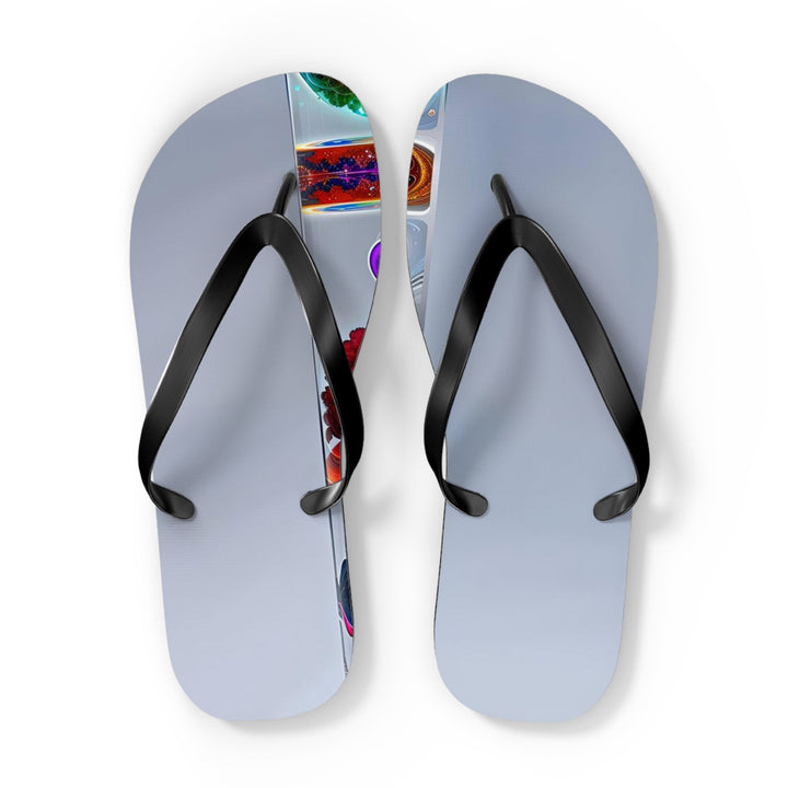 Abstract Chromatic Hearts - Flip Flops - Shoes - g(0D·IO) - XL - Black sole -