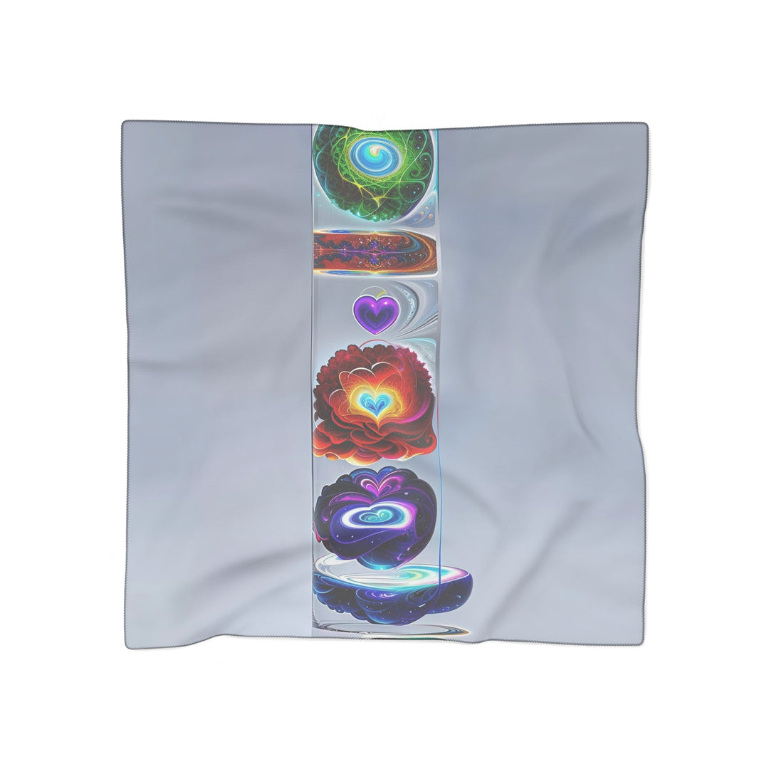 Abstract Chromatic Hearts - Poly Scarf - Accessories - g(0D·IO) - Poly voile - 50" × 50" -