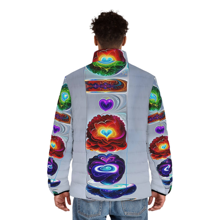 Abstract Chromatic Hearts - Puffer Jacket - All Over Prints - g(0D·IO) - S - Black zipper -