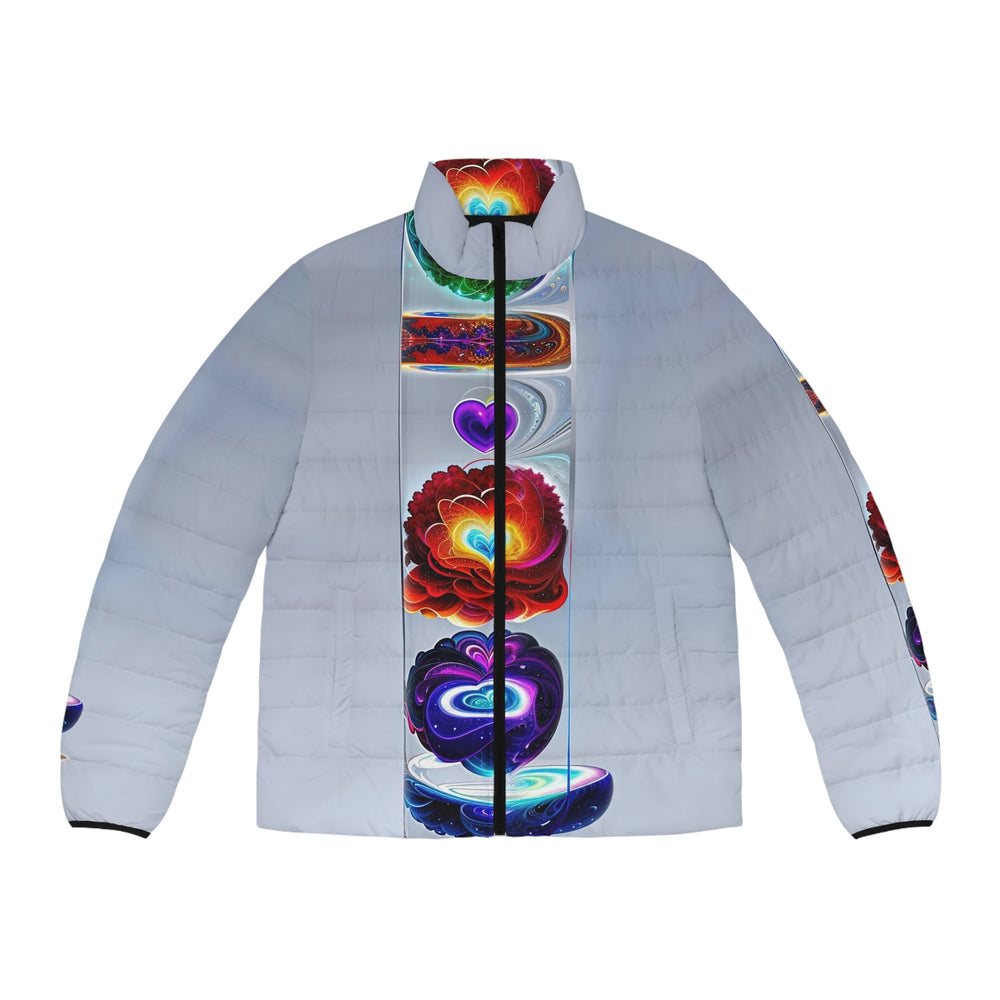 Abstract Chromatic Hearts - Puffer Jacket - All Over Prints - g(0D·IO) - S - Black zipper -