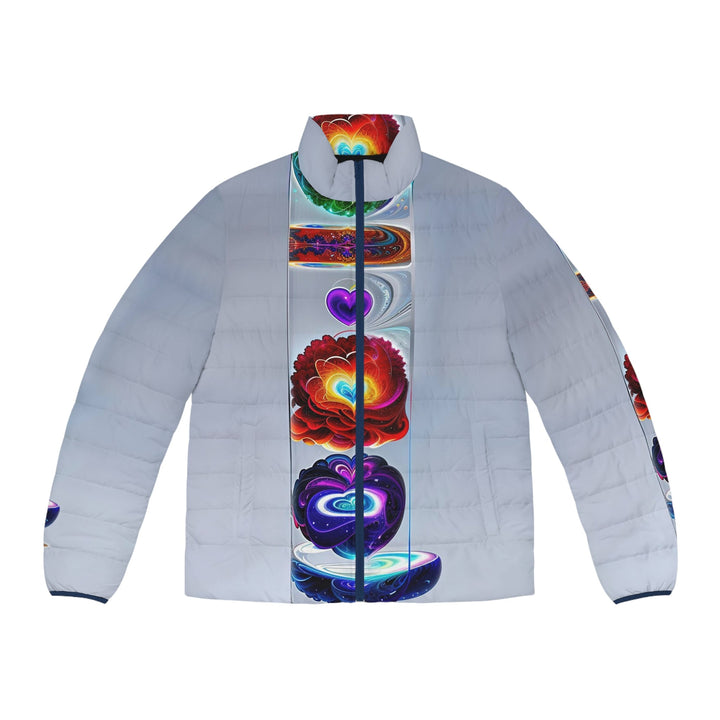 Abstract Chromatic Hearts - Puffer Jacket - All Over Prints - g(0D·IO) - S - Dark blue zipper -