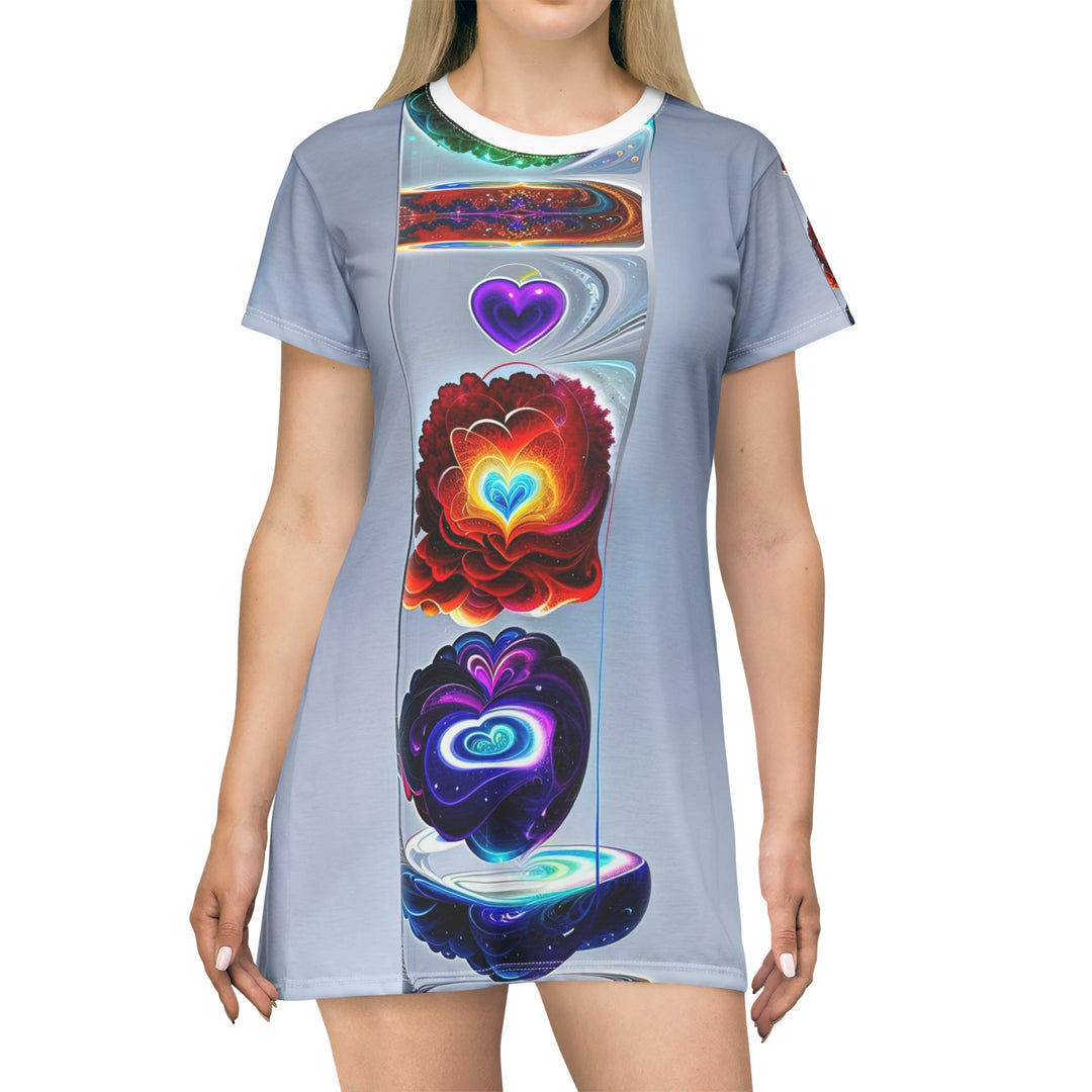 Abstract Chromatic Hearts - T-Shirt Dress - All Over Prints - g(0D·IO) - XS - -