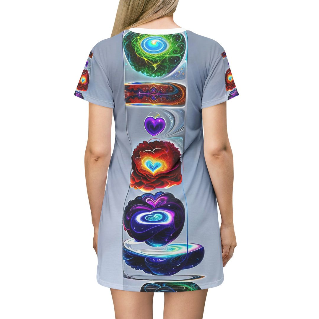 Abstract Chromatic Hearts - T-Shirt Dress - All Over Prints - g(0D·IO) - XS - -