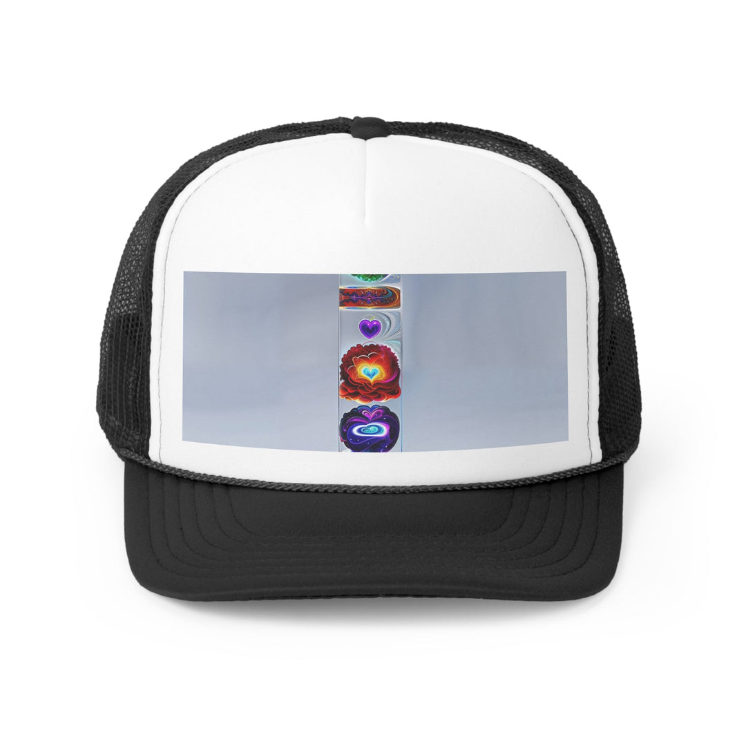 Abstract Chromatic Hearts - Trucker Hat - Hats - g(0D·IO) - Black - One size -