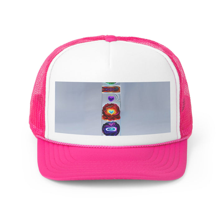 Abstract Chromatic Hearts - Trucker Hat - Hats - g(0D·IO) - Pink - One size -