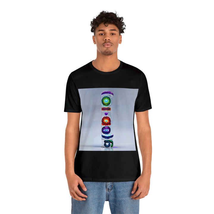 Abstract Chromatic Hearts - Unisex Jersey Short Sleeve Tee - T-Shirt - g(0D·IO) - Black - S -