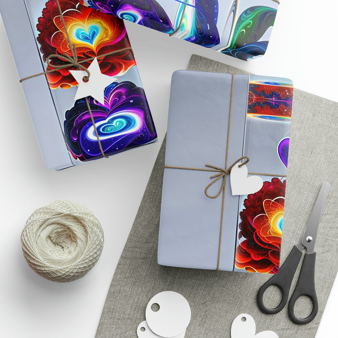 Abstract Chromatic Hearts - Wrapping Paper - Home Decor - g(0D·IO) - 30" x 180" - Matte -