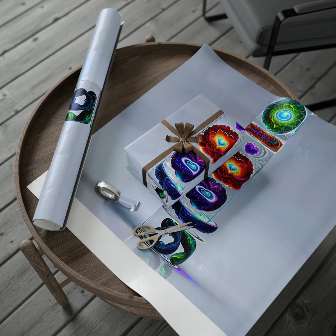 Abstract Chromatic Hearts - Wrapping Paper - Home Decor - g(0D·IO) - 30" x 180" - Matte -
