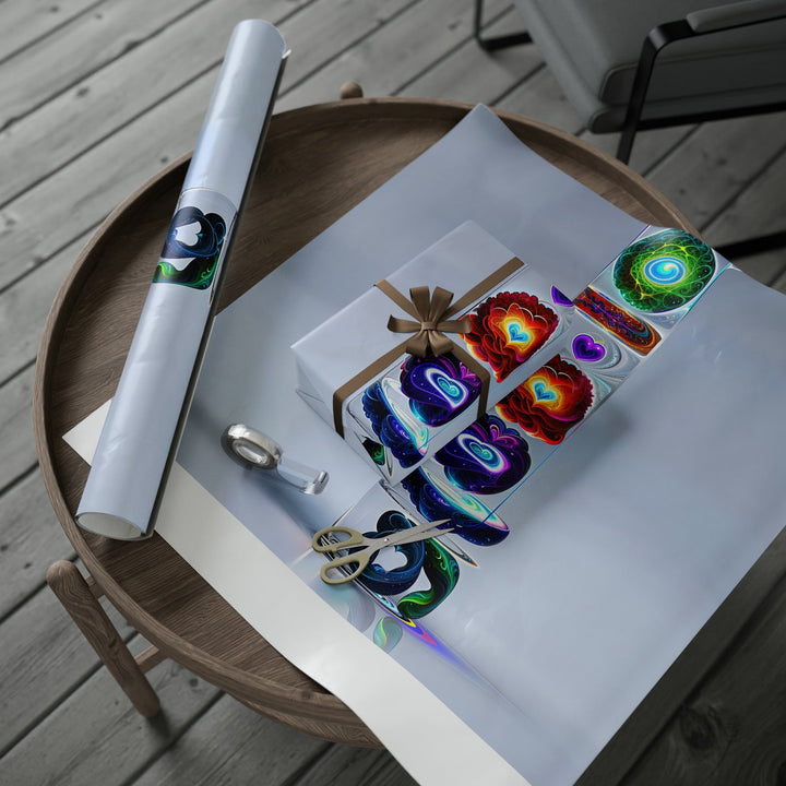 Abstract Chromatic Hearts - Wrapping Paper - Home Decor - g(0D·IO) - 30" x 180" - Matte -