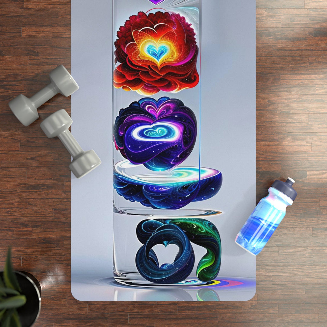 Abstract Chromatic Hearts - Yoga Mat - Home Decor - g(0D·IO) - 24” x 68” - -