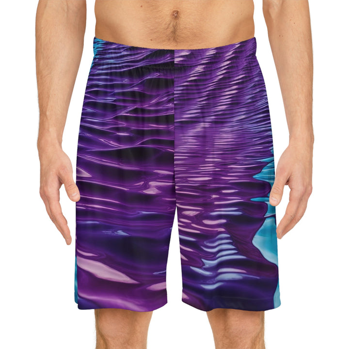 Amethyst Waves Illusion - AOP Basketball Shorts - All Over Prints - g(0D·IO) - Seam thread color automatically matched to design - XS -