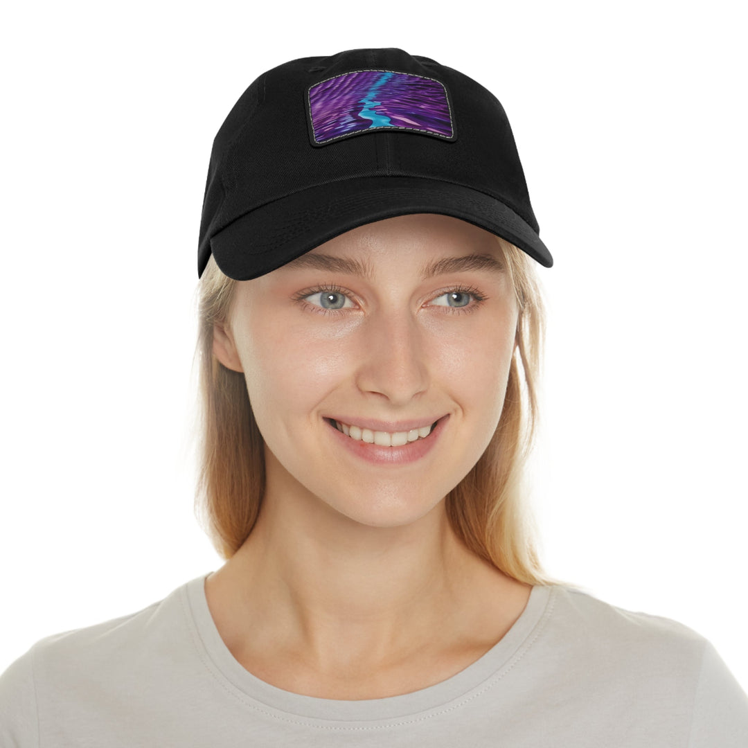 Amethyst Waves Illusion - Dad Hat - Hats - g(0D·IO) - White / Black patch - Rectangle - One size