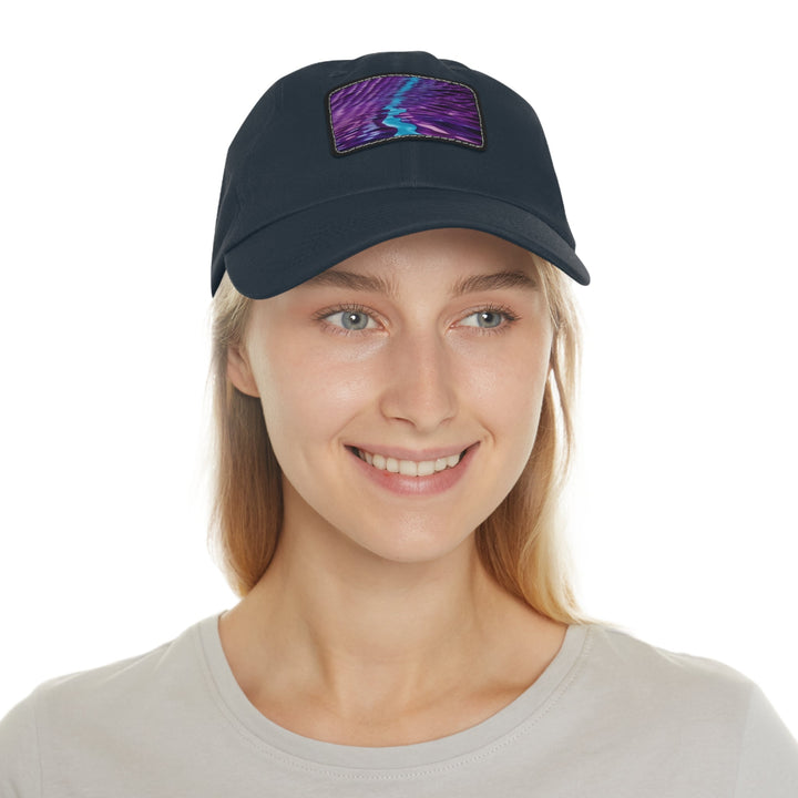 Amethyst Waves Illusion - Dad Hat - Hats - g(0D·IO) - White / Black patch - Rectangle - One size