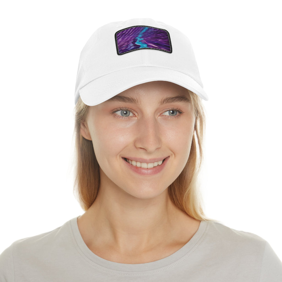 Amethyst Waves Illusion - Dad Hat - Hats - g(0D·IO) - White / Black patch - Rectangle - One size