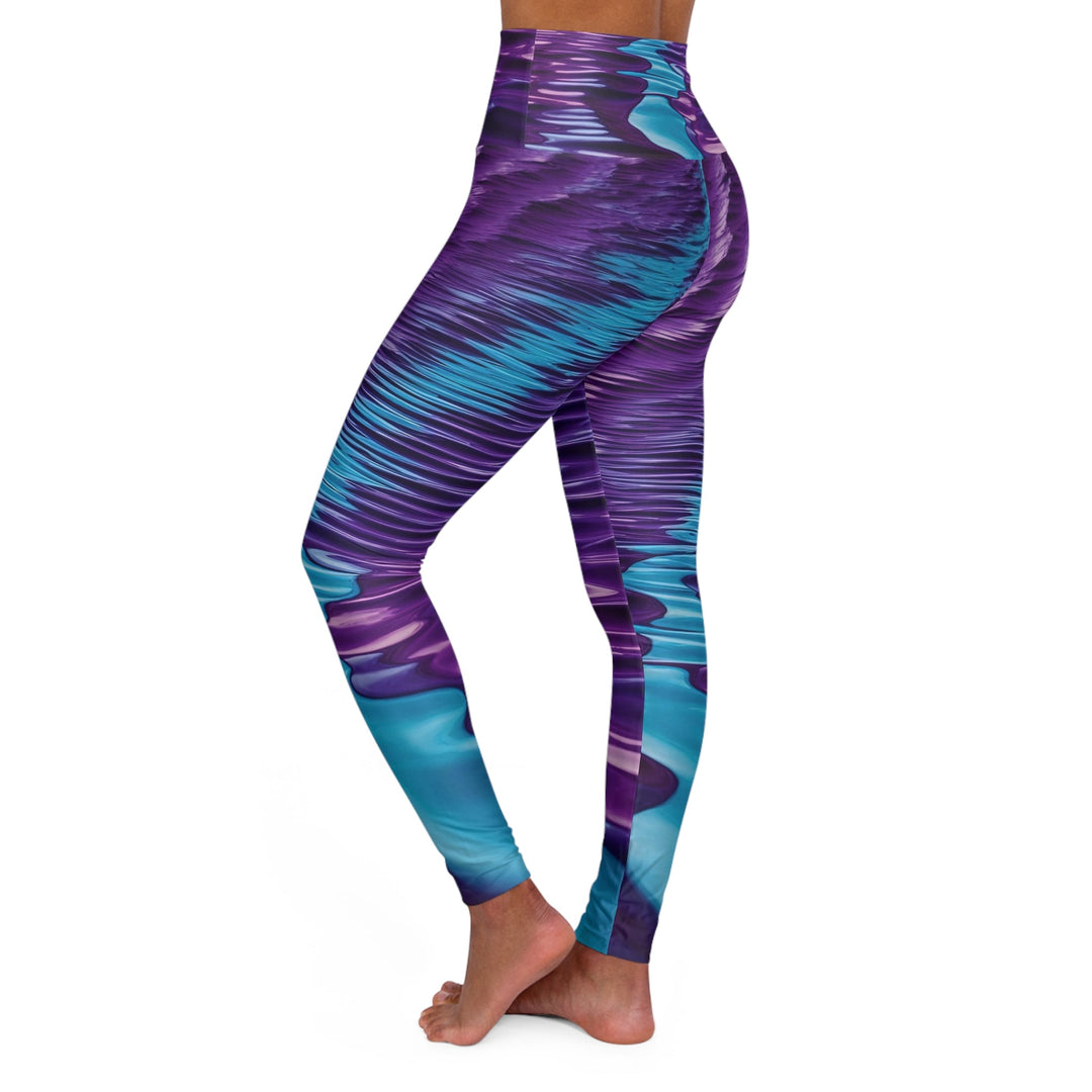 Amethyst Waves Illusion - High Waisted AOP Yoga Leggings - All Over Prints - g(0D·IO) - XS - -